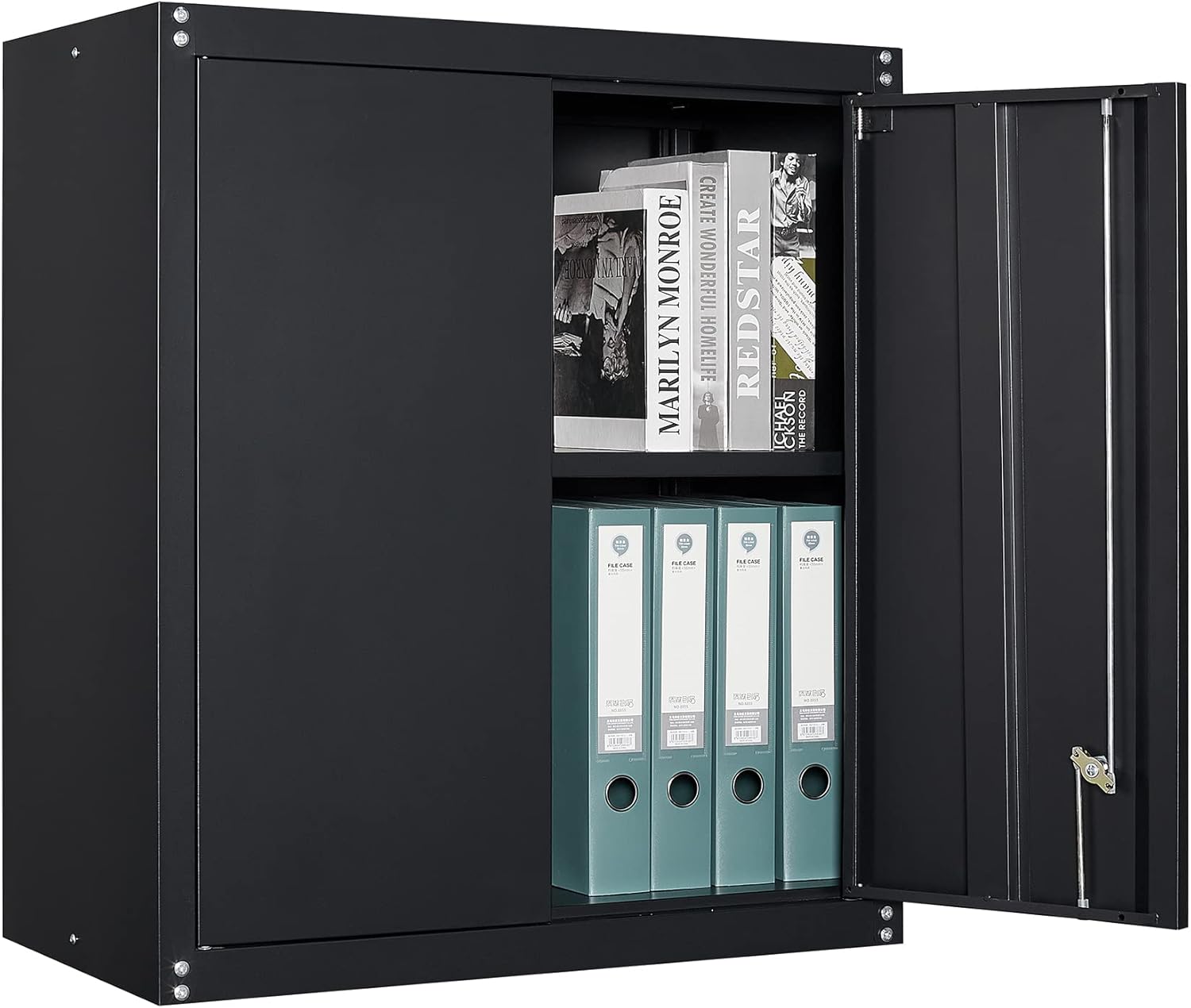 GREATMEET Metal Wall Storage with Shelf and Doors