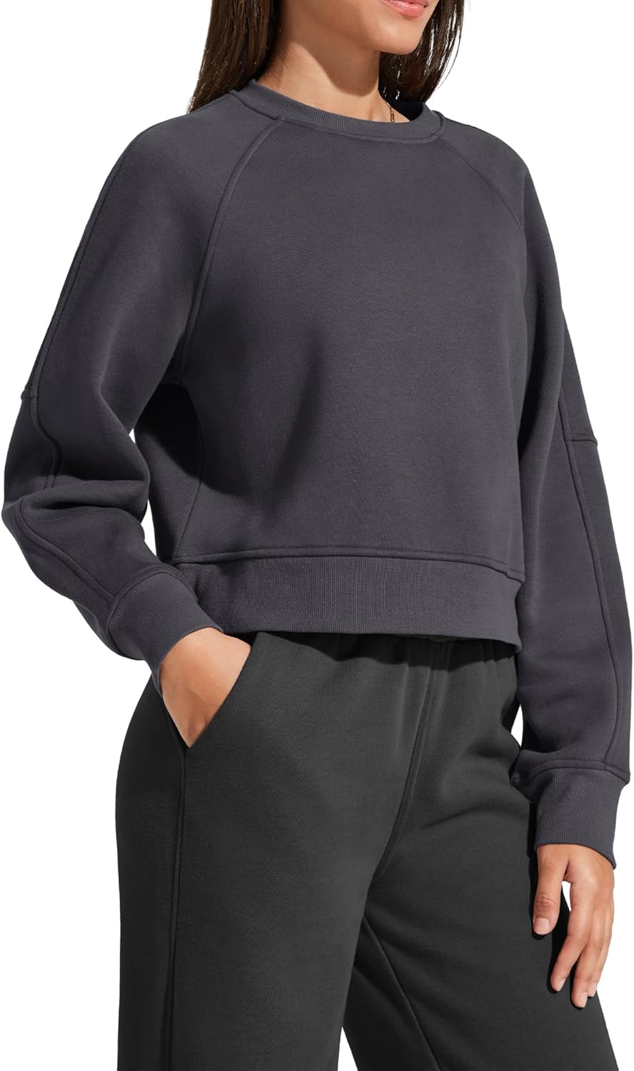 G4Free Flurrylux Women's Cropped Crewneck Sweatshirts Fleece Lined Loose Fit Pullover Fall Clothes Casual Tops - Image 5