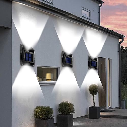 Miniatura 7 de Paquete de 2 luces solares para exteriores, impermeables, luces de paisaje de jardín, arriba y abajo, iluminan la lámpara de luz solar para valla,