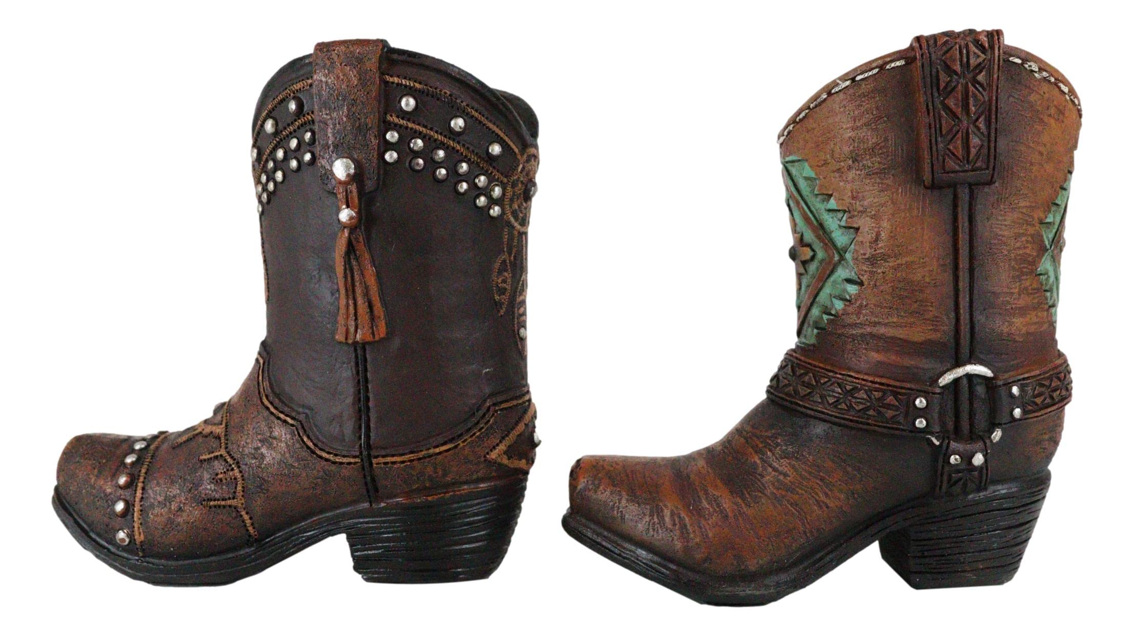 Westernstiefel-Deko Mit Handyhalter – Rustikale Skulptur Aus Kunstleder (12,7 Cm)