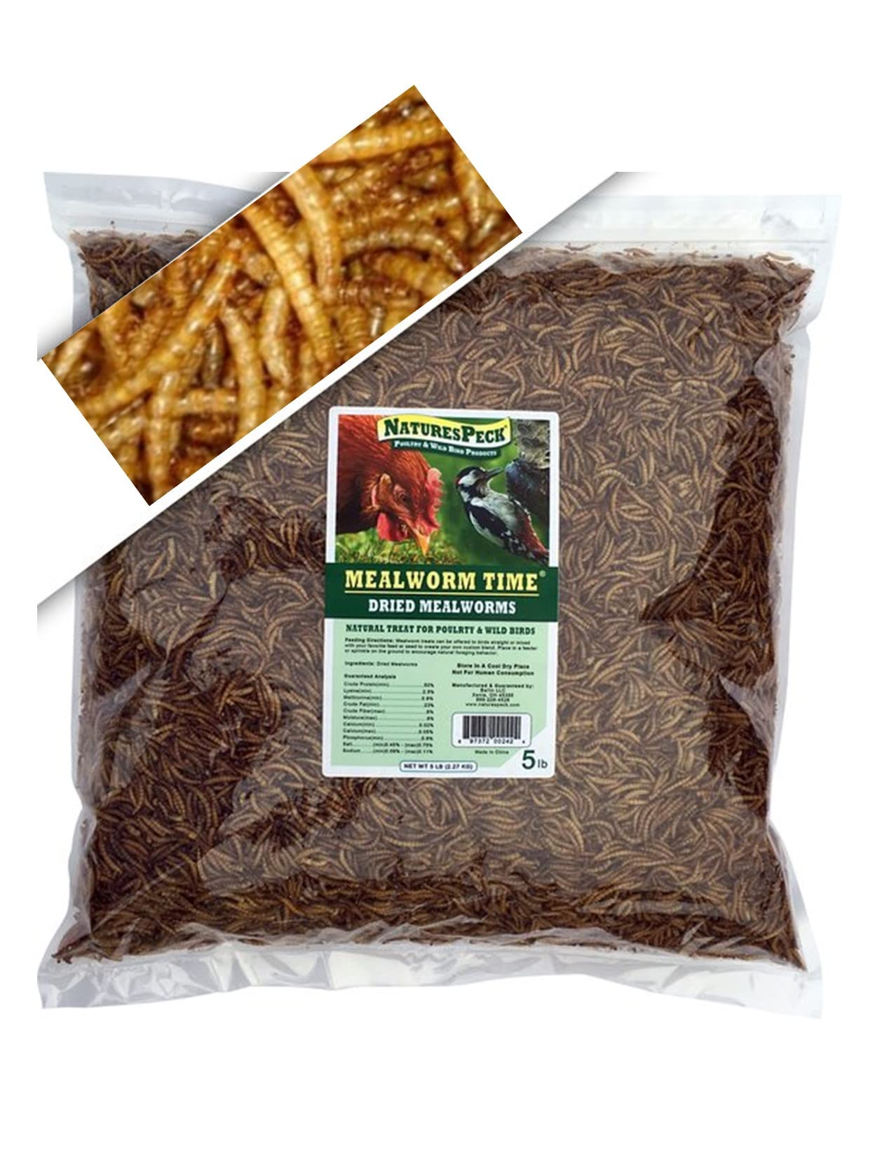 Dried Mealworms (10 lbs. 2 x 5 lbs. Bags) for Chickens & Wild Birds, Fish