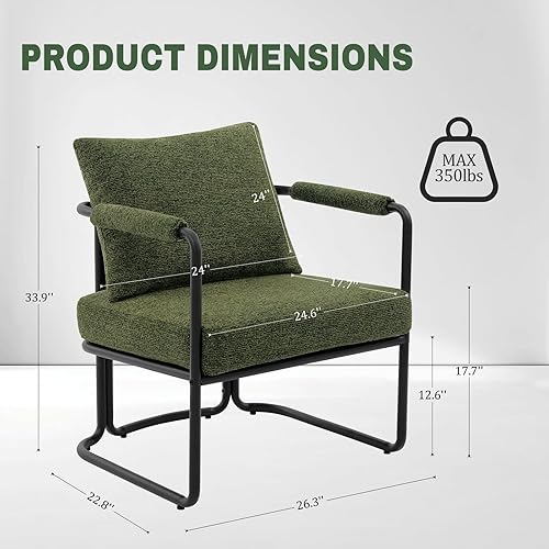 Miniatura 2 de Mid-Century - Silla decorativa moderna, cómoda silla tapizada con tela de felpilla para sala de estar, dormitorio, apartamento, rincón de lectura,