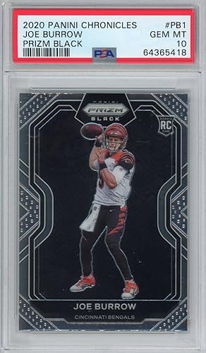 Graded 2020 Panini Chronicles Joe Burrow #PB1 Prizm Black Rookie RC Football Card PSA 10 Gem Mint