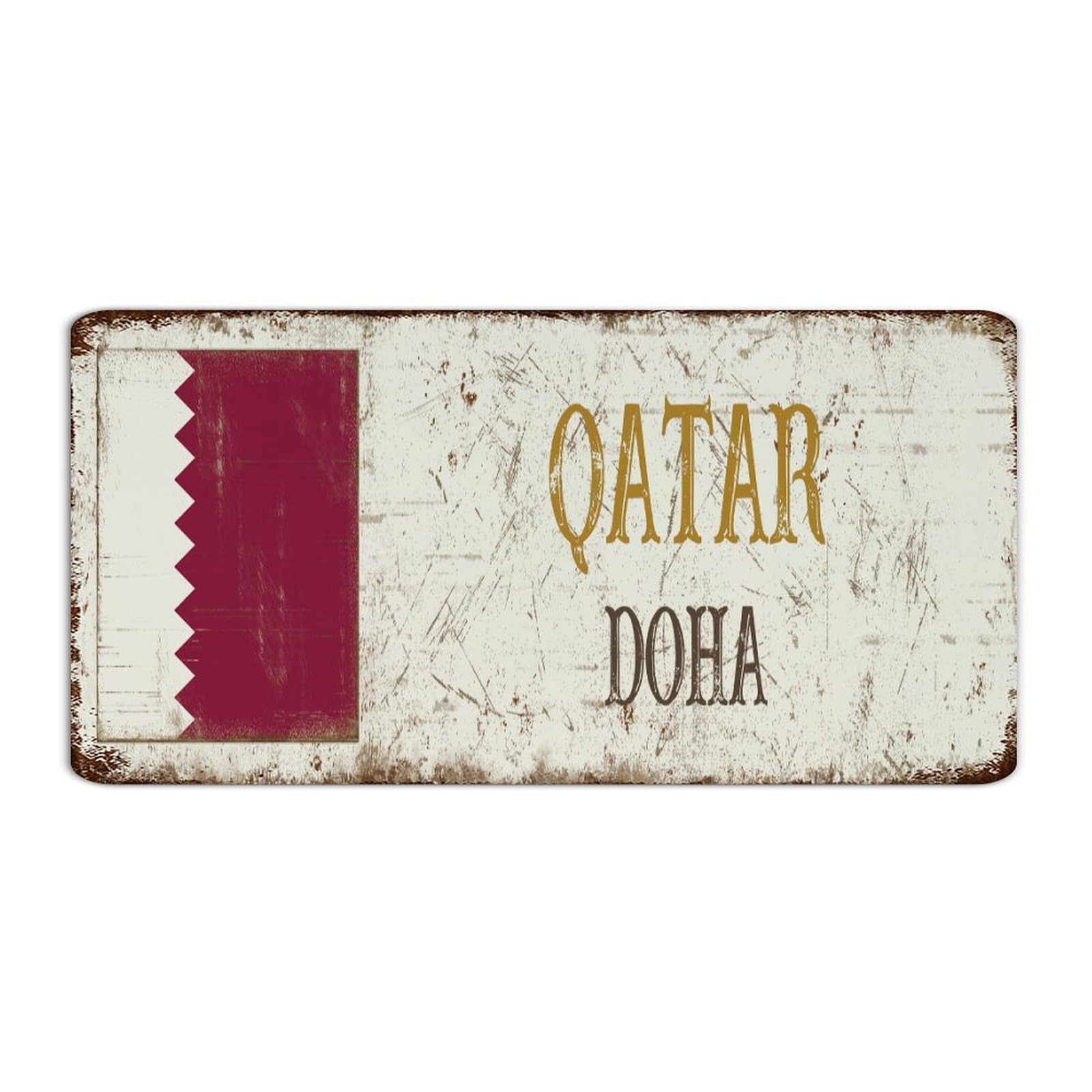 Autravelco Style-3 Qatar'-Doha Rustic Metal Signs Decorative House Signs National Country Souvenir Road Home Décor Garage Signs For Cabin Room Porch 6X12 Inch