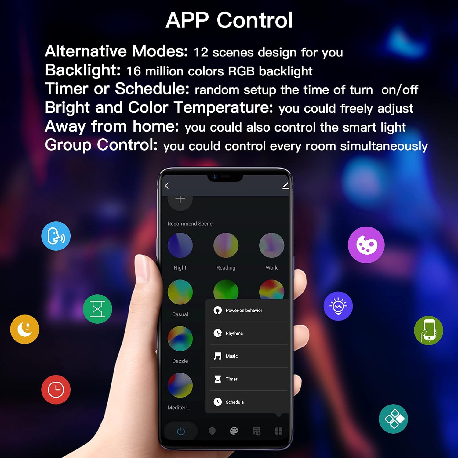 Smartphone screen showing the Smart Life app interface for controlling the TALOYA Smart LED Ceiling Light.