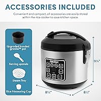 Vista 3 de AROMA® 8-Cup (Cooked) / 2 Qt. Digital Rice & Grain Multicooker, Durable Nonstick Inner Pot, Oatmeal, Steam, White & Brown Rice, Keep Warm (USADO)