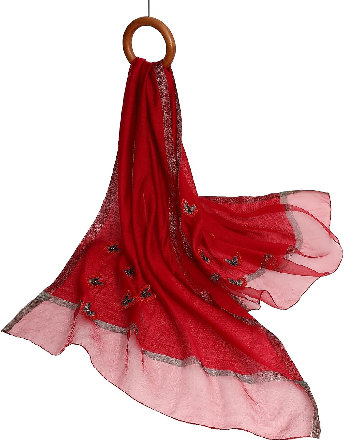 Isurrender Silk Embroidered Long Scarf Lightweight Wrap for Evening Party Fashion Pashmina Shawl Wraps for Women Formal - Image 5