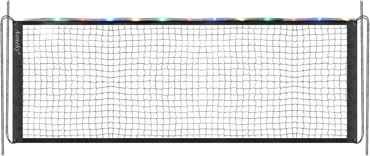 Aoneky Glow in The Dark LED Light Up 32ft Portable Volleyball Net
