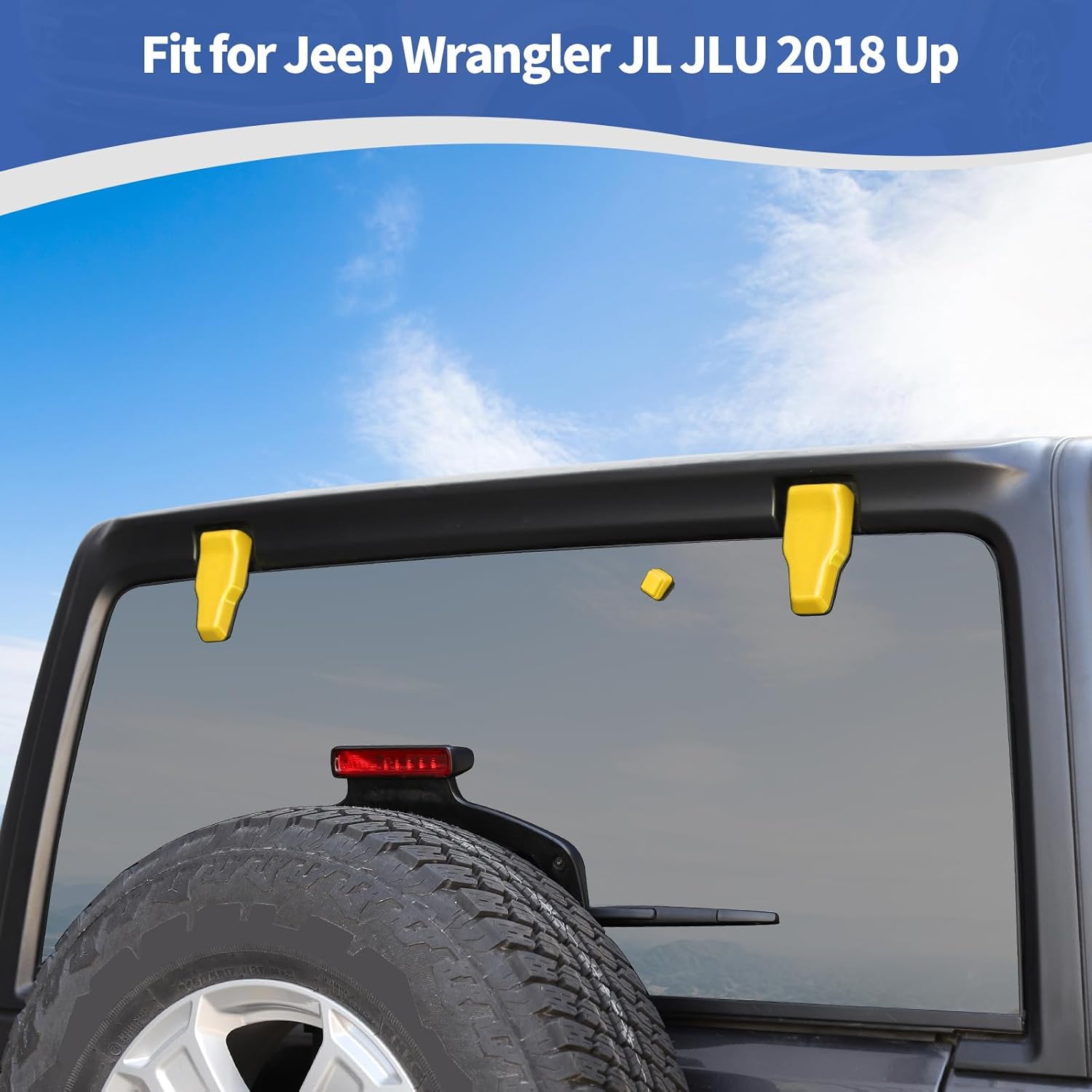 RT-TCZ for Jeep JL Rear Window Hinge Cover Trim Nozzle Decals for Jeep Wrangler JL JLU 2018 up Yellow Exterior Accessories 3pcs