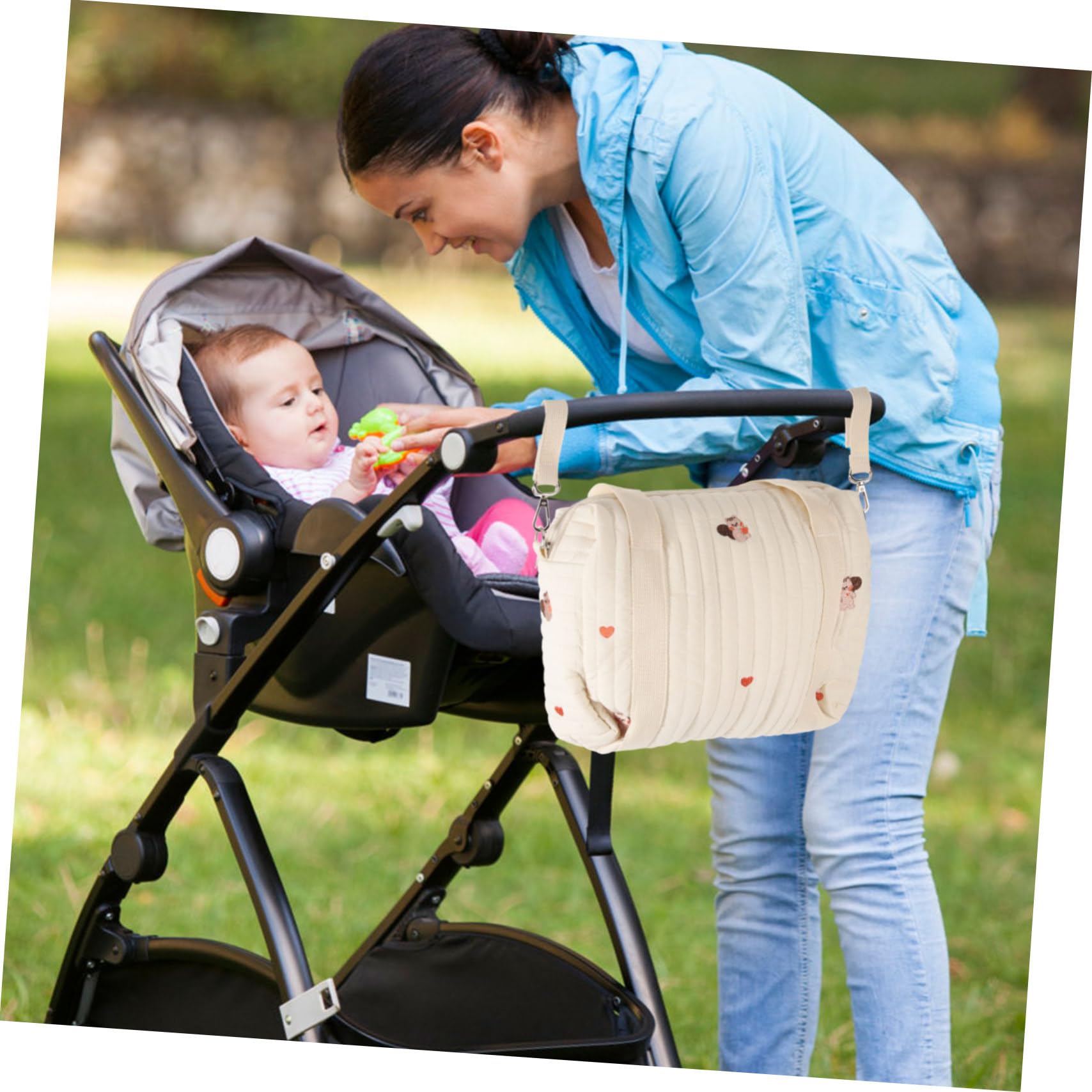Borsa per Pannolini in Cotone, Comoda e Portatile, per Viaggio Organizzatore per Pannolini e Salviette, Pratica per Passeggino