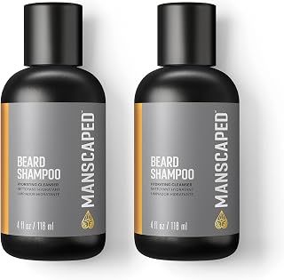MANSCAPED UltraPremium Hydrating Beard Shampoo with Eucalyptus, Rosemary & Lavender Oils - 4oz Moisturizing Cleanser, 2-Pack