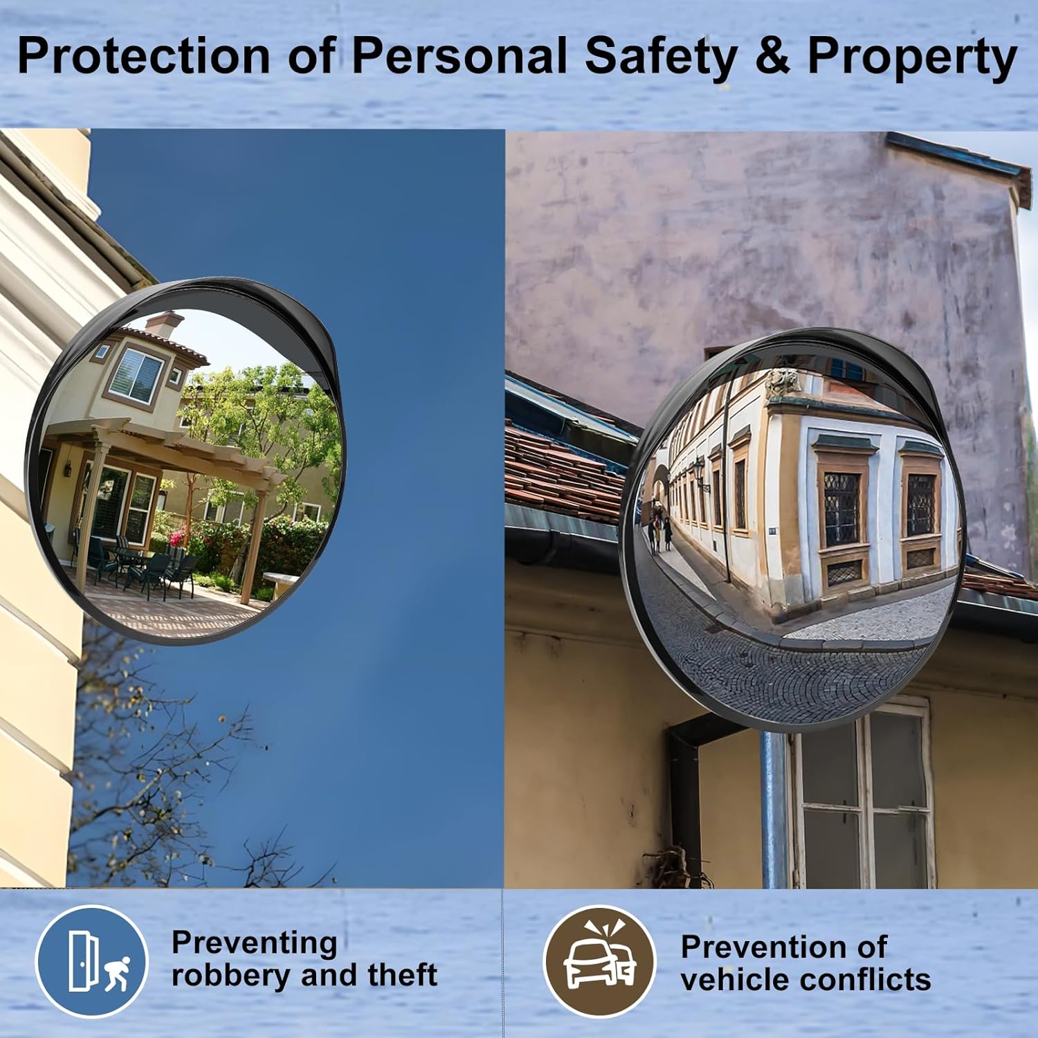 24" Unbreakable Convex Traffic Mirror – Adjustable Bracket, Wide-Angle Security Mirror for Retail Store, Garage, Warehouse, Blind Spot, Office, Parking Lot, Blind Spots Outdoor