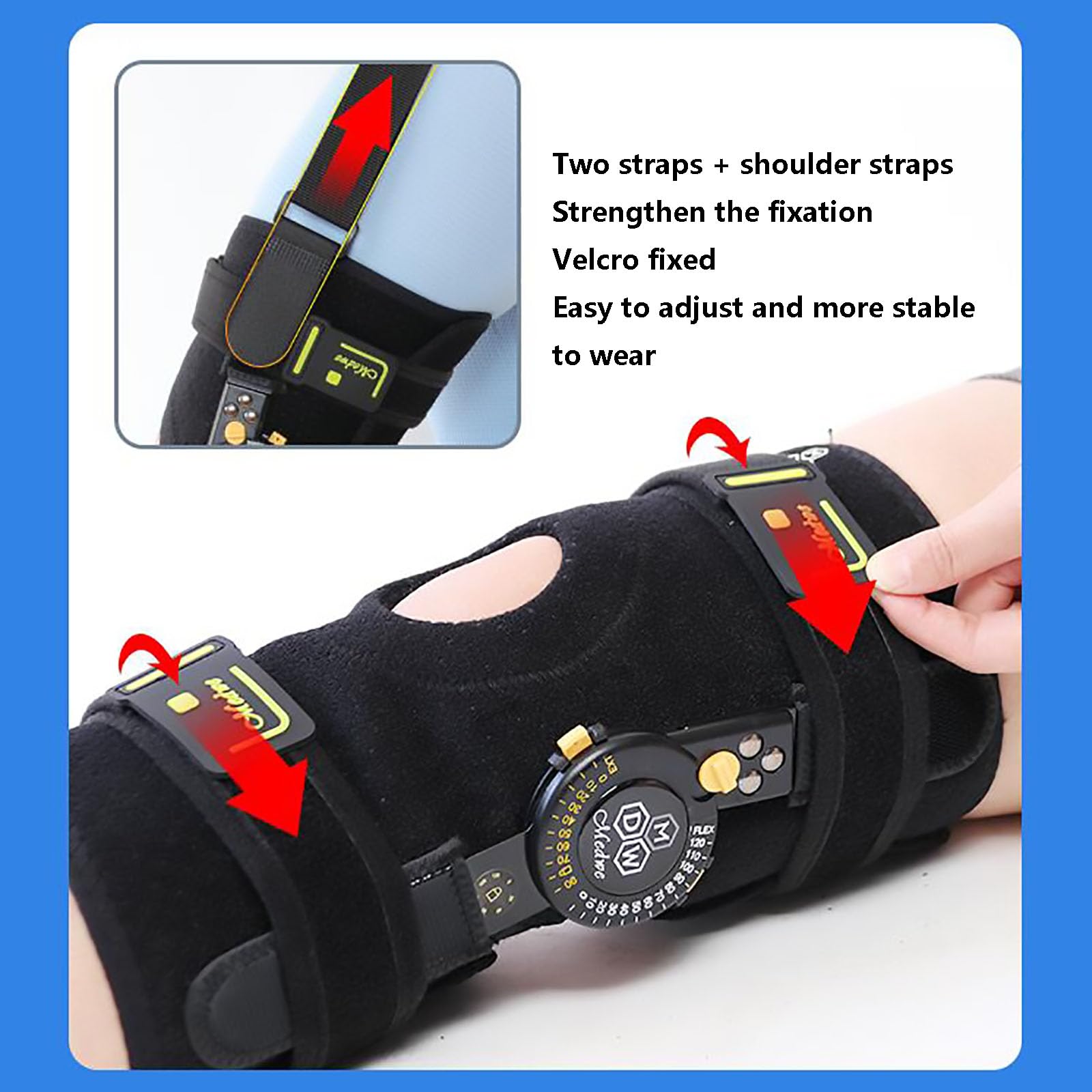 HAILM Ortesis de Rodilla Regulable 0°-120°, con Estabilizadores Laterales, Inmovilizador Rodilla Ortopédico, para Hombres y Mujeres, Lado Izquierdo o Derecho, para Dolor, Lesiones o Artritis,S