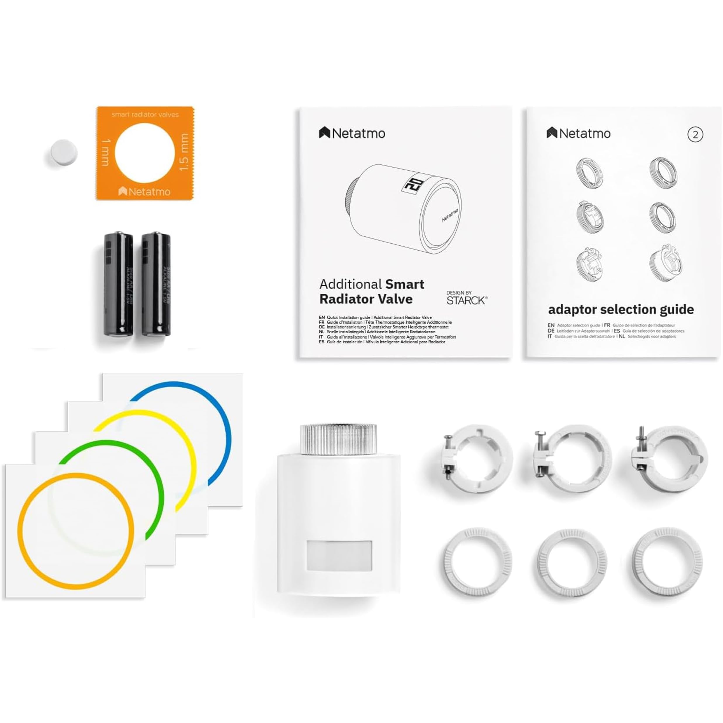 Netatmo Tête Thermostatique Connectée et Intelligente - Accessoire pour Le Thermostat Intelligent et pour Le Pack pour Chauffage collectif, NAV -FR
