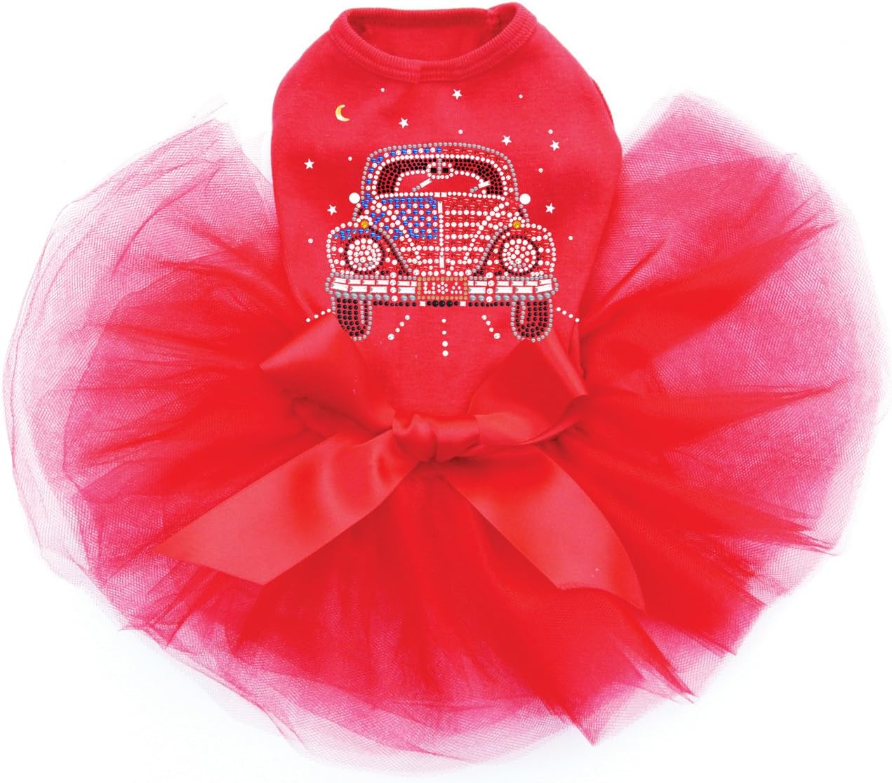 Volkswagon - Red, White, & Blue - Bling Rhinestone Patriotic Dog Tutu Dress, XL Red