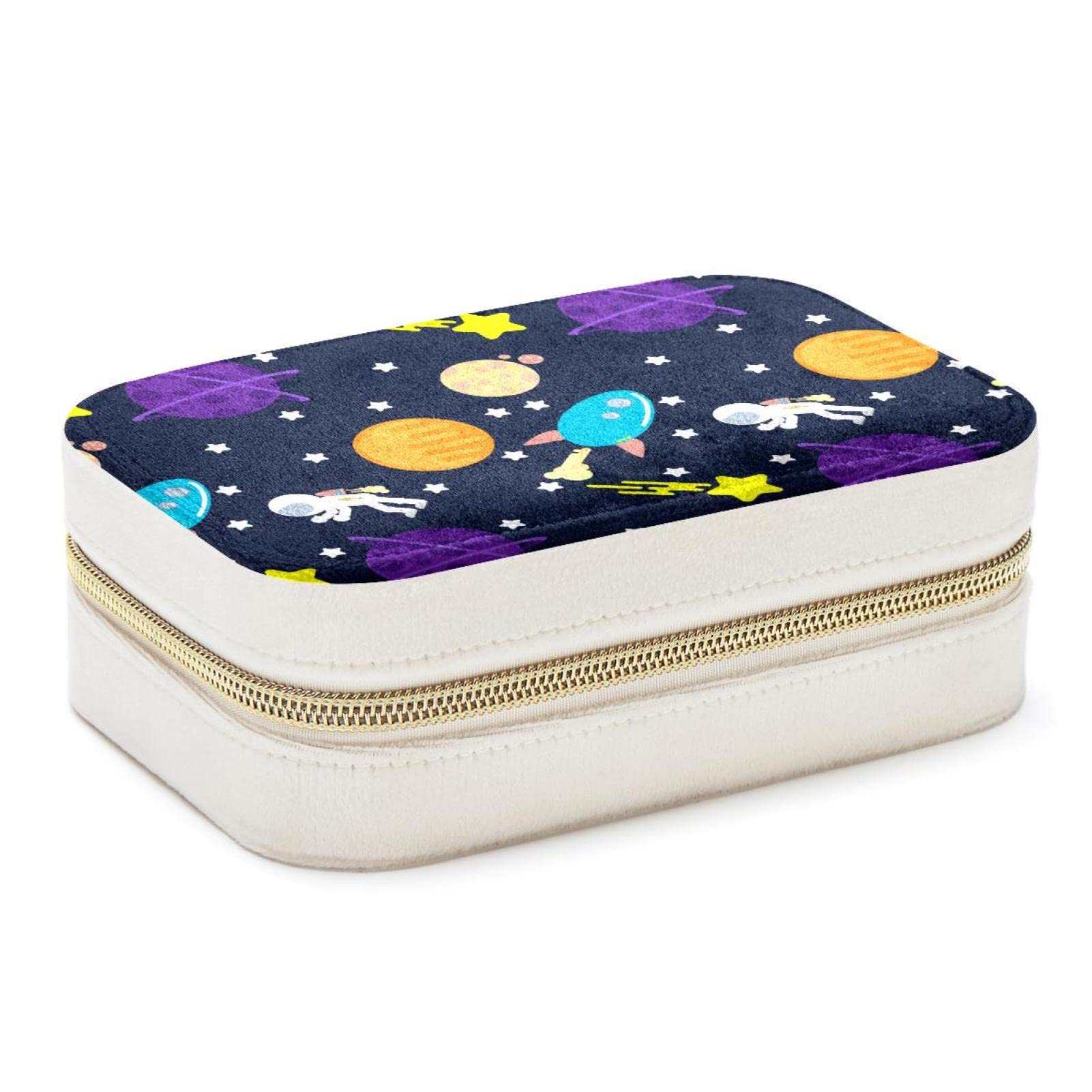 Boîte à bijoux portable astronaute pour fille et femme avec rangement collier et bague