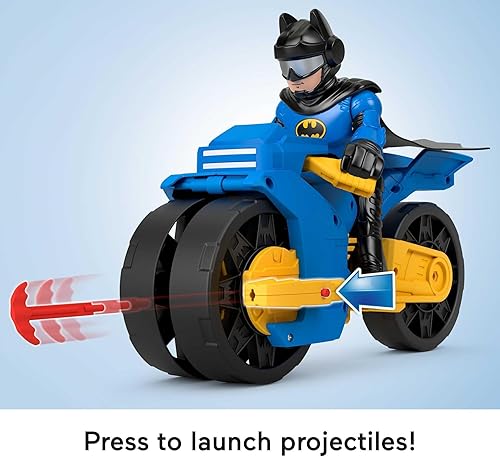 Miniatura 4 de Imaginext DC Super Friends Batman Toys, XL Batcycle con lanzador de proyectiles y figura de Batman XL, cada 10 pulgadas, a partir de 3 años