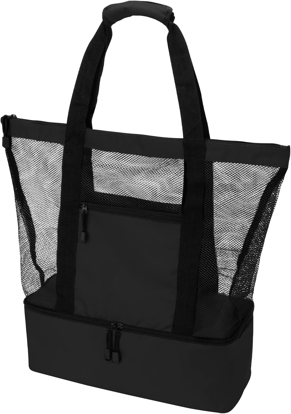 LIVACASA Mesh Large Beach Bag Tote Zipper with Insulated Pocket Storage