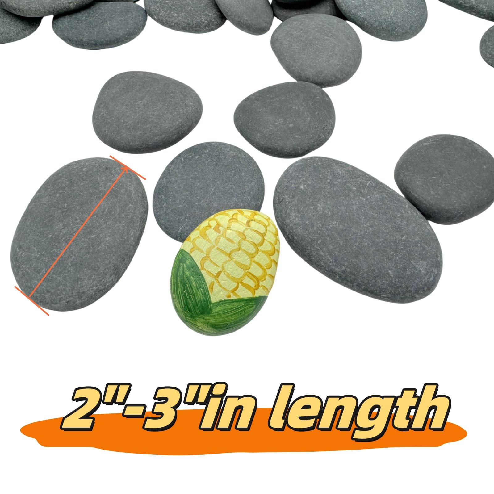 142PCS Painting Rocks Kit - Flat Smooth River Stones For DIY Art Projects, Multiple Sizes Included