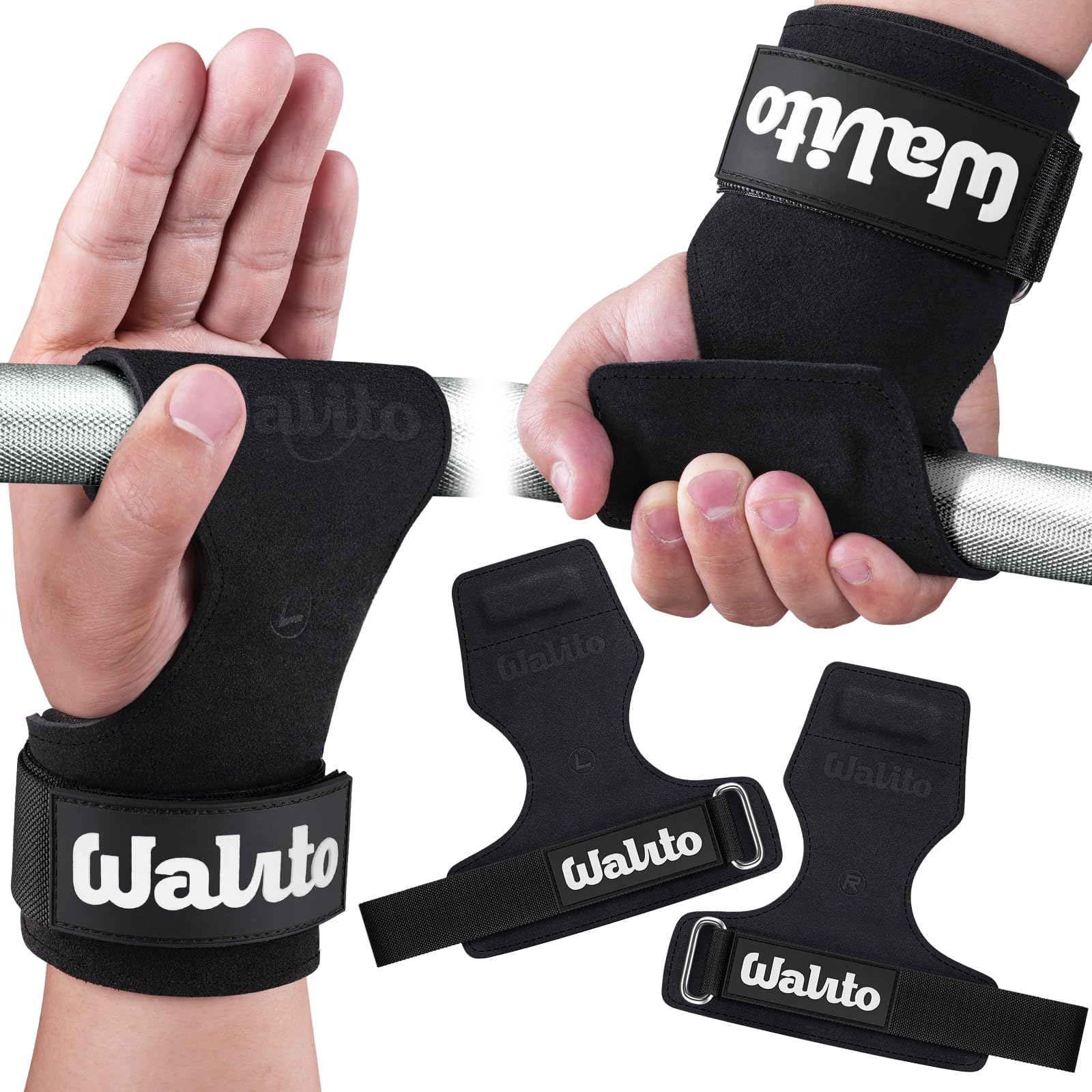 WALITOWeight Lifting Wrist Strap, Double Leather Weightlifting Wrist Straps for Gym Strength Training, Neoprene Padded Wrist Wraps - for Men & Women (Pair)