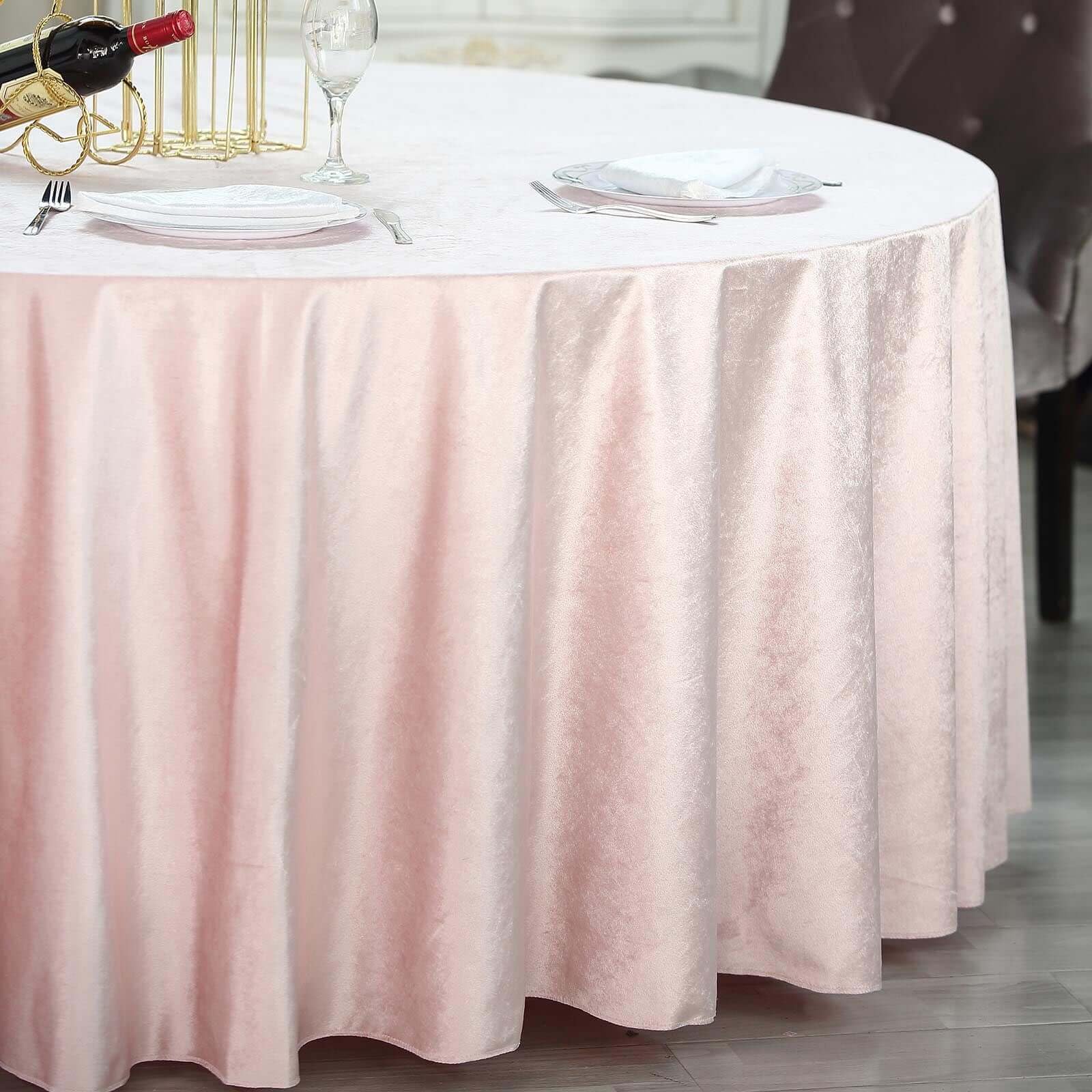 Tableclothsfactory Nappe ronde en velours or rose de 304,8 cm pour fête de mariage et événements
