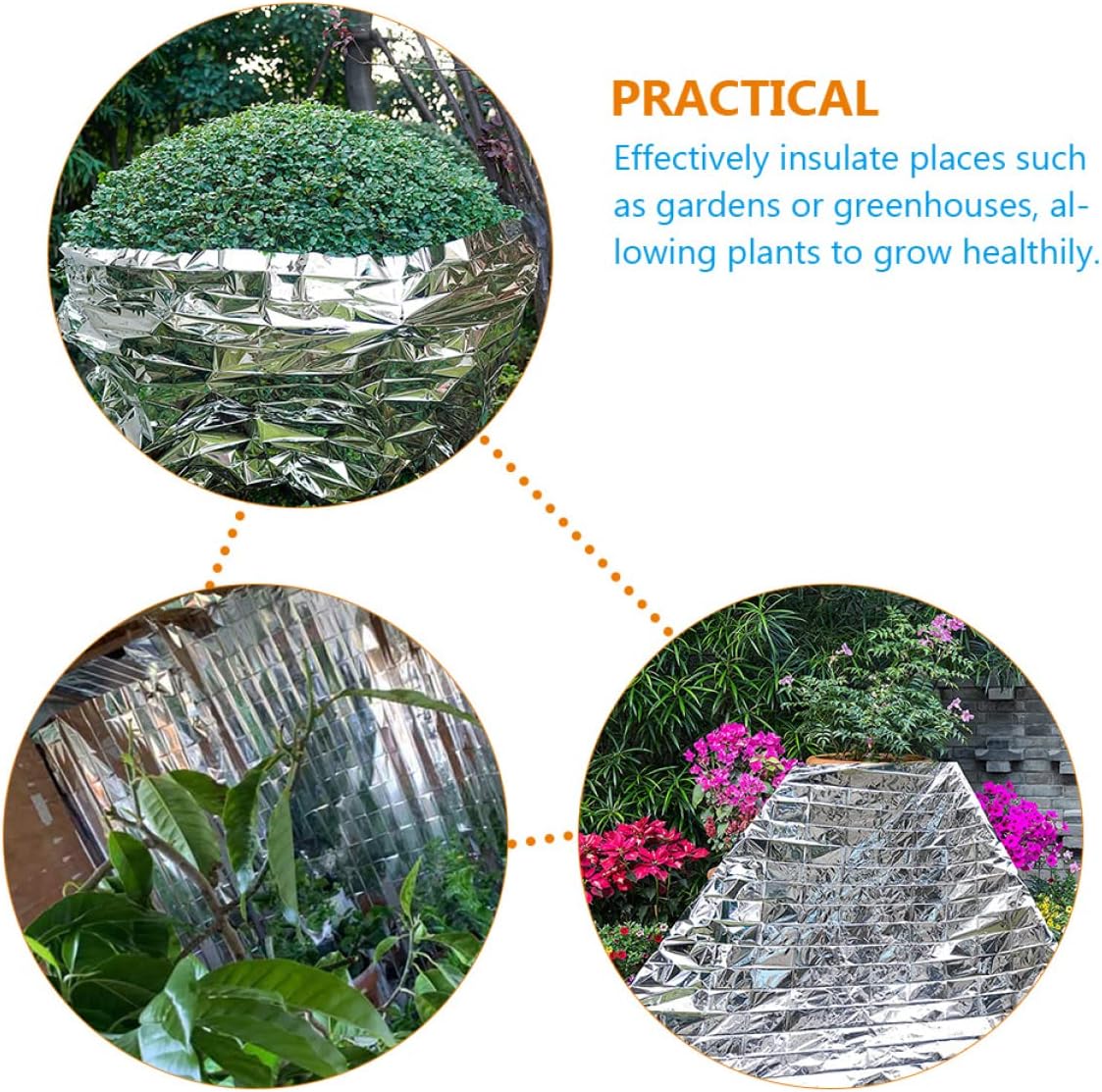 12pcs Reflective Plant Growth Film Silver Polyester Insulation Blanket Multi-use Greenhouse Covering Foil for Gardening Emergency Survival