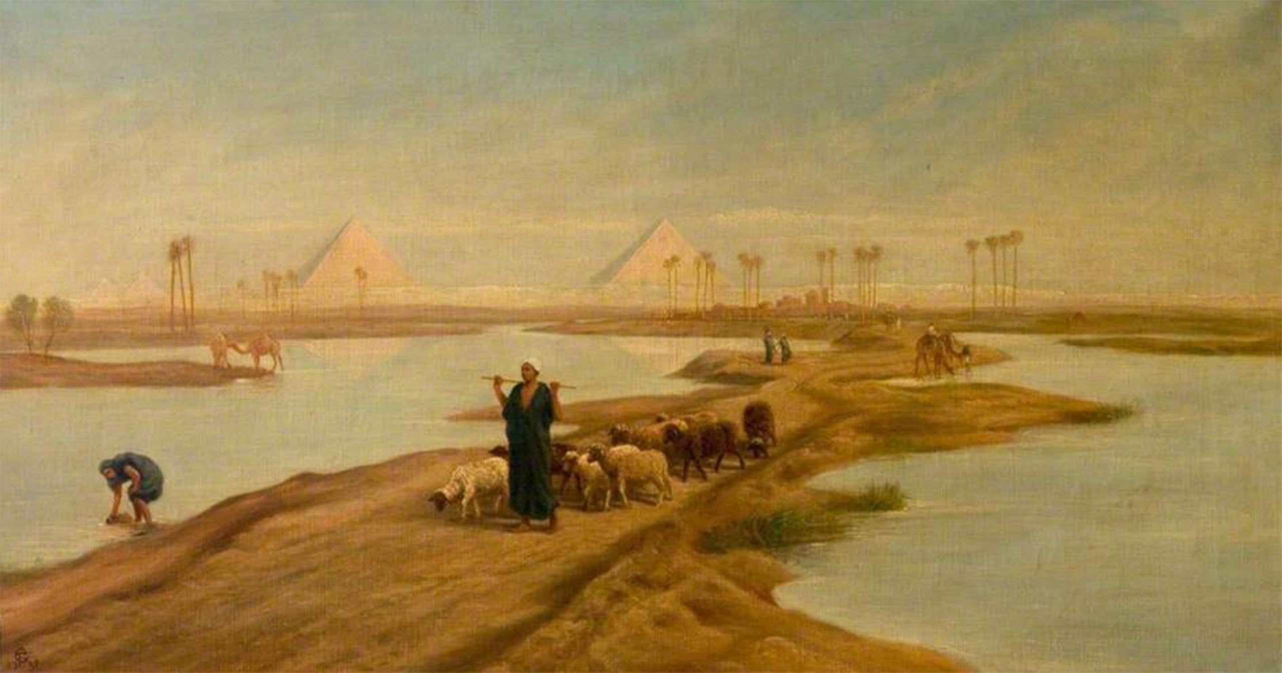 SERENDIPITP Vintage Wall Art Canvas Nordic Poster Canvas Print Picture the Ancient Causeway to the Pyramids by Frederick Goodall Wall Art Poster for Home Decor 60x90cm