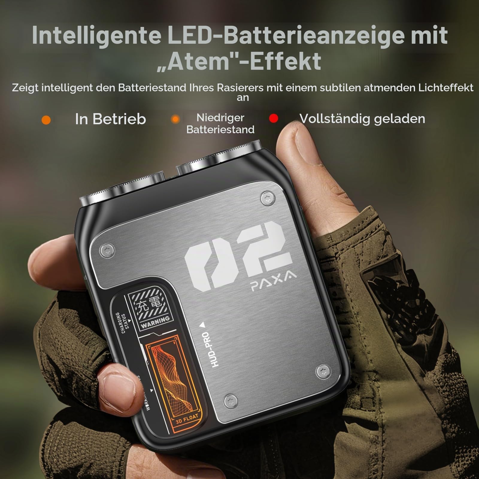 PAXA T01 Rasierer Herren Elektrisch,9000 U/Min Kompakter Elektrorasierer,IPX7 Rotationsrasierer Mini Rasierer Herren Nass-&Trockenrasur,Magnetische Kappe,USB-C Aufladbar Für Zuhause,Auto,Reise,Grigio