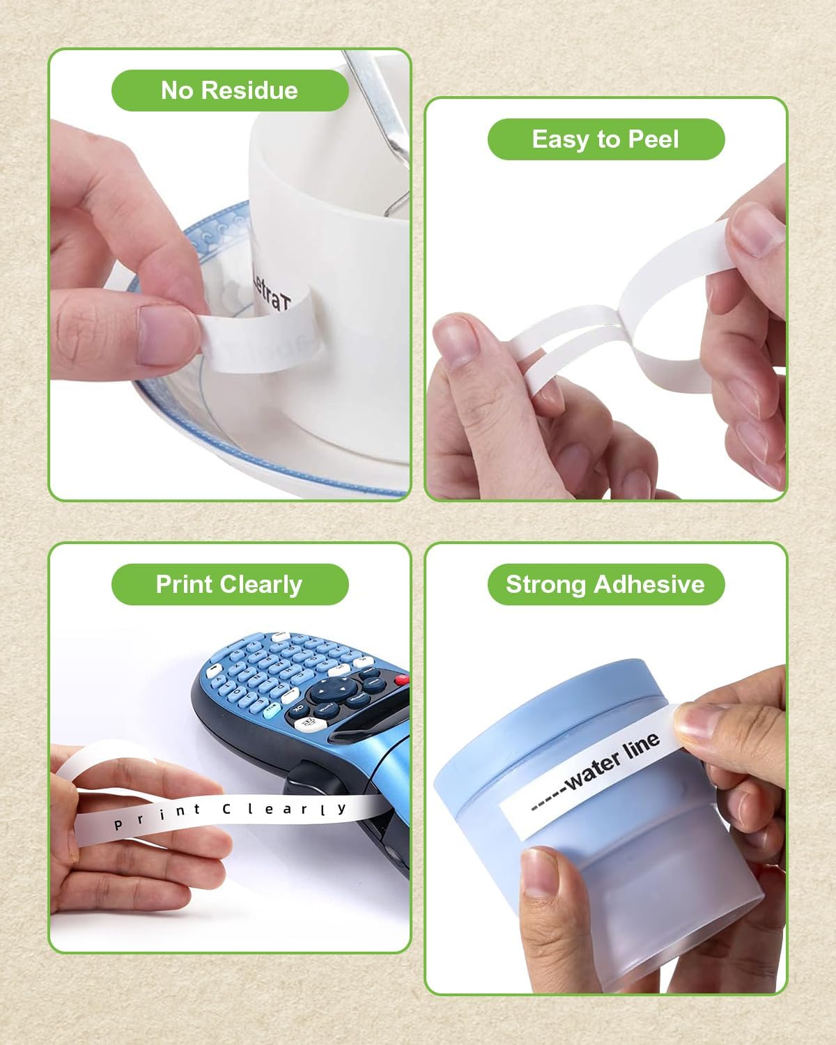 6-Pack Paper Black on White Tape Compatible for DYMO Label Maker Refills 91330, Compatible for Letratag LT-100T LT-100H Refills, 1/2 inch x 13 feet (12mm x 4m) - Image 6