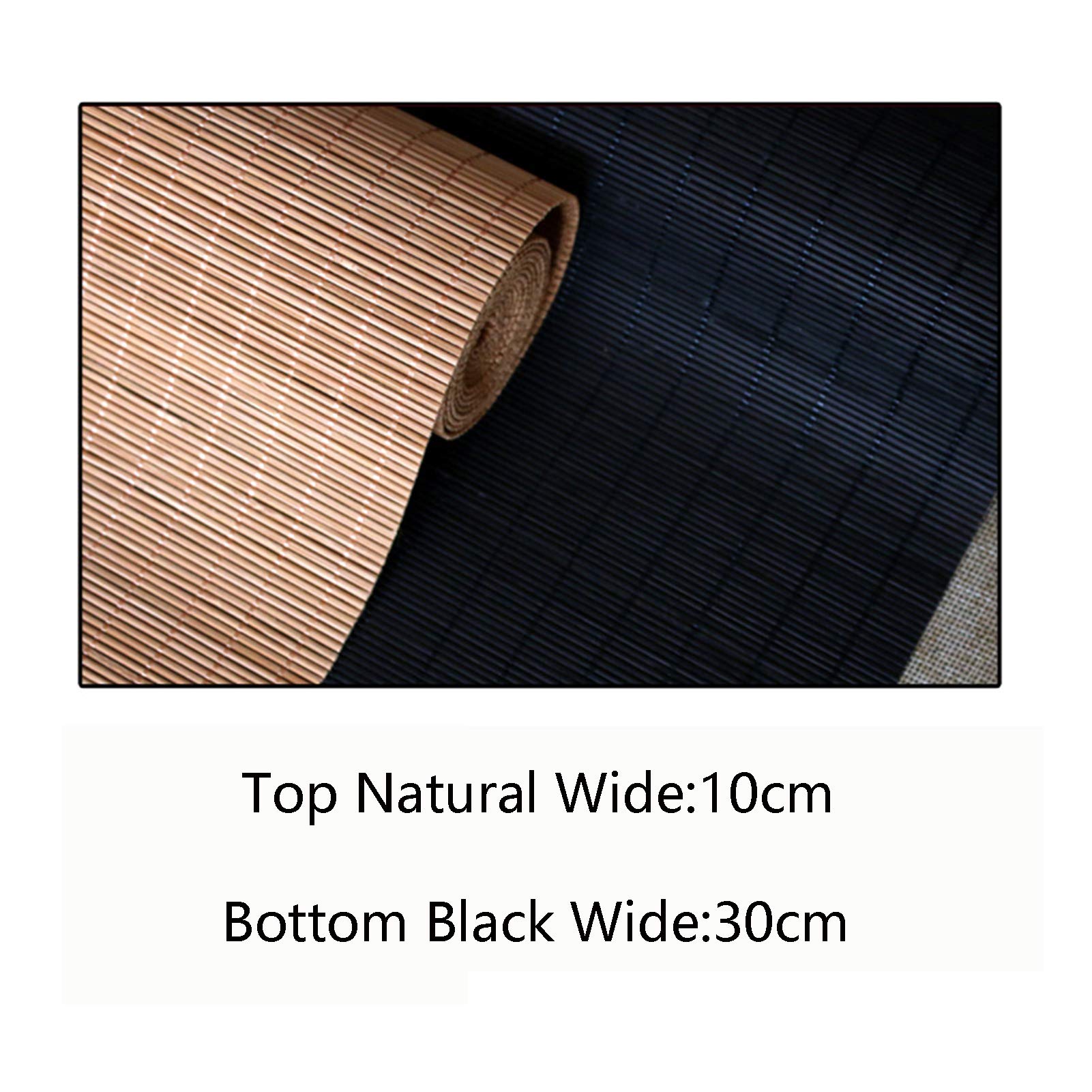Bambus Tischläufer 2er Set, Japanische wasserdichte Teematte, Tischset Mit Küchenisolierung, rutschfeste Tischmatte Für Zu Hause (schwarz + Natürliche Farbe)(Size:30×240cm+10×240cm)