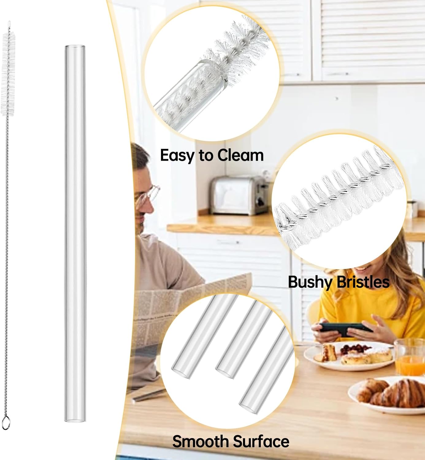 Replacement Straws Compatible with HydroJug, Straws Designed for HydroJug 32 oz with Flip Straw,Straw Replacement Compatible with Hydrojug, 6 Pieces and 1 straw brusher - Image 2