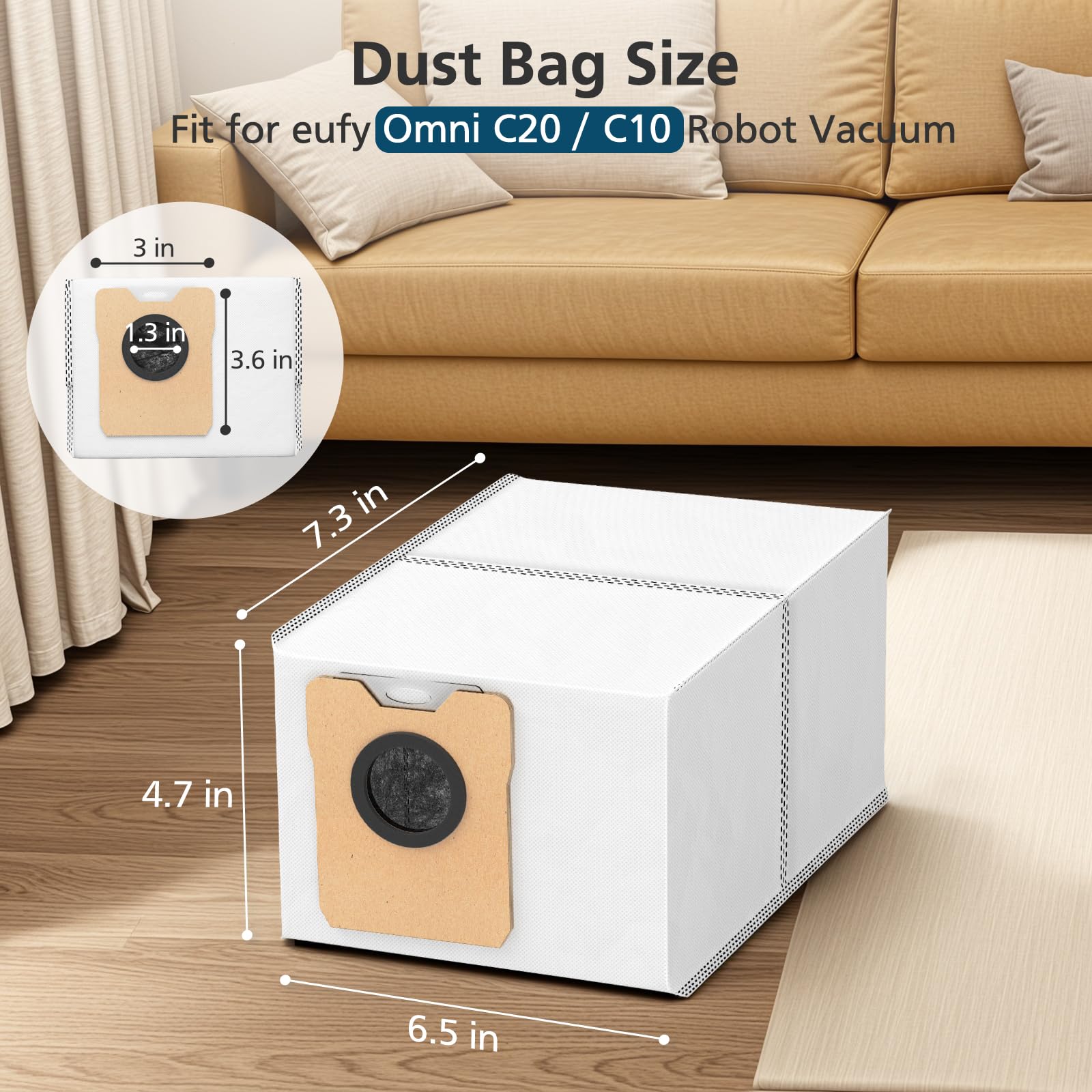 Eufy Robot Vacuum Omni C20, Robot Vacuum And Mop Combo Official Accessories 6 Pack Large Capacity Dust Bags Black - View #8