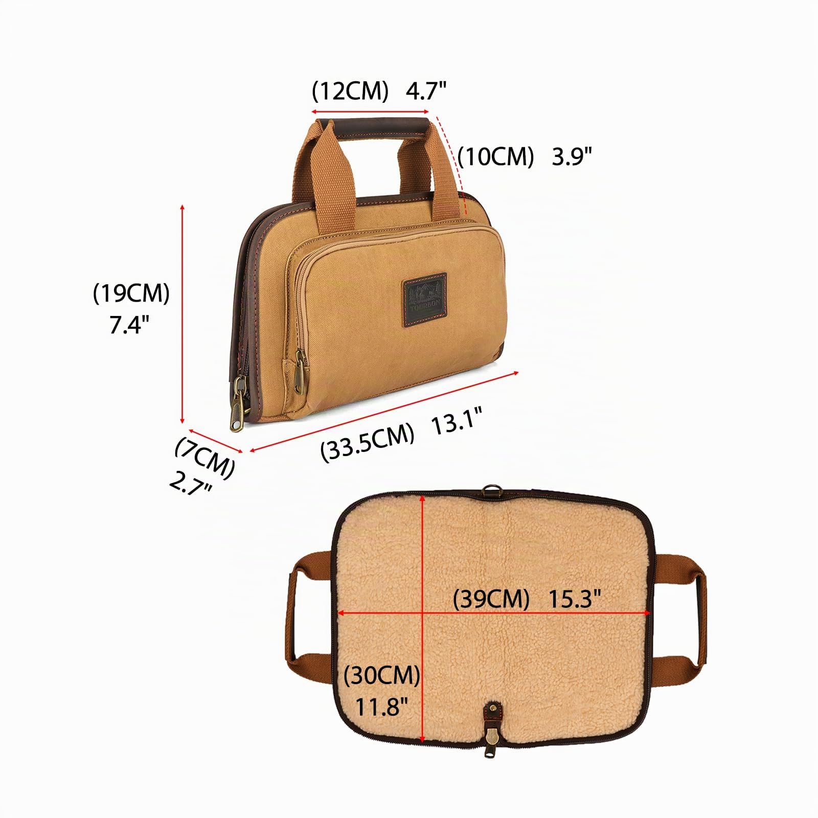 TOURBON Sacoche rembourrée pour Arme de Poing, étui de Transport en Toile, Pochette dissimulée avec Porte-Chargeur pour Stand de tir