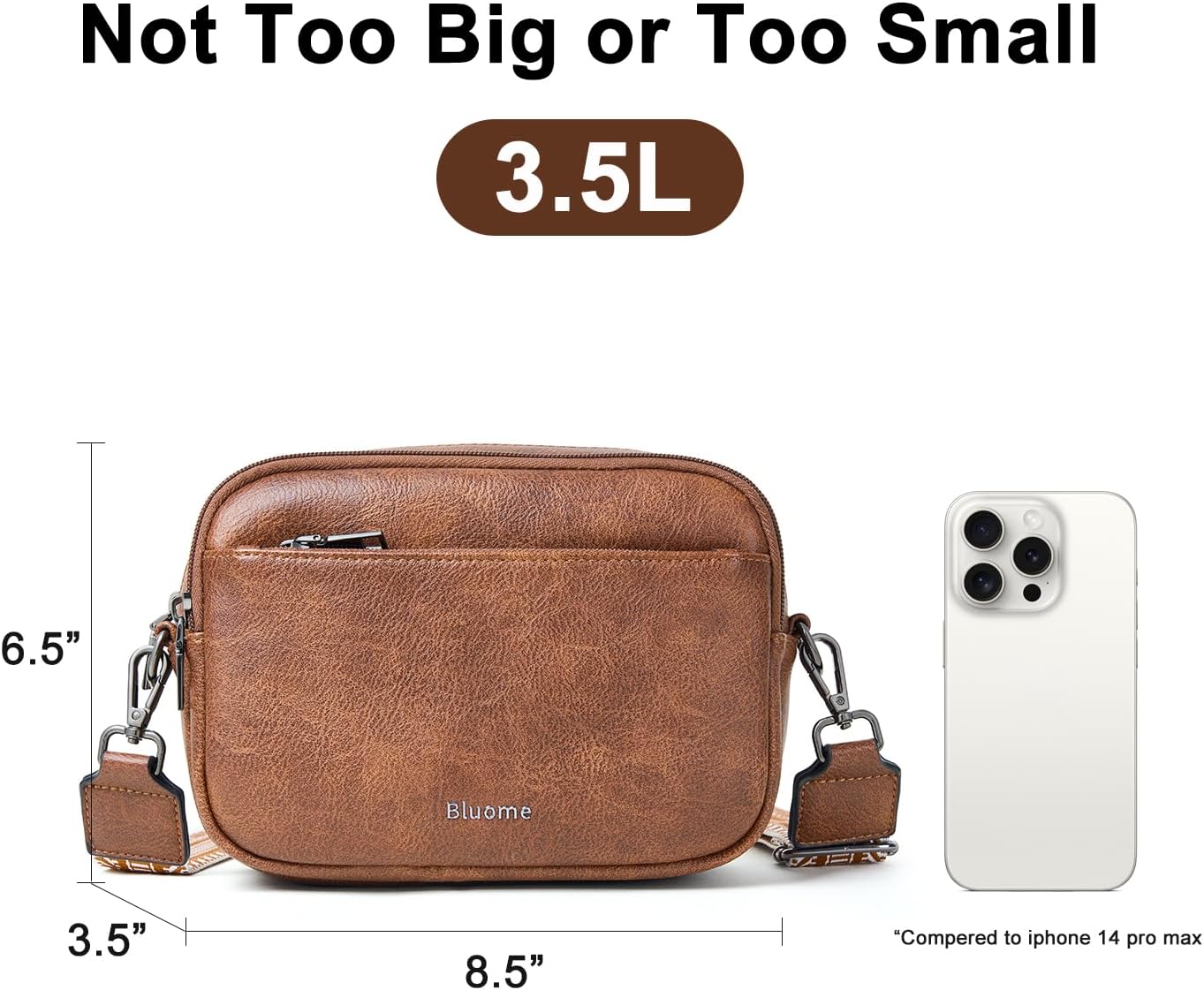 Bluome 4 Zips Crossbody Bags Purses Handbags For Women Small Pu Leather Shoulder Cross Body Travel Bag For Woman Guitar Strap - Image 3