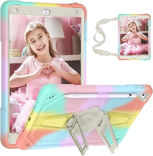 Funda para iPad de 9 generación, iPad de 87 generación con soporte para lápiz y soporte, correa para el hombro, funda protectora duradera a prueba disponible en Yaxa Peru