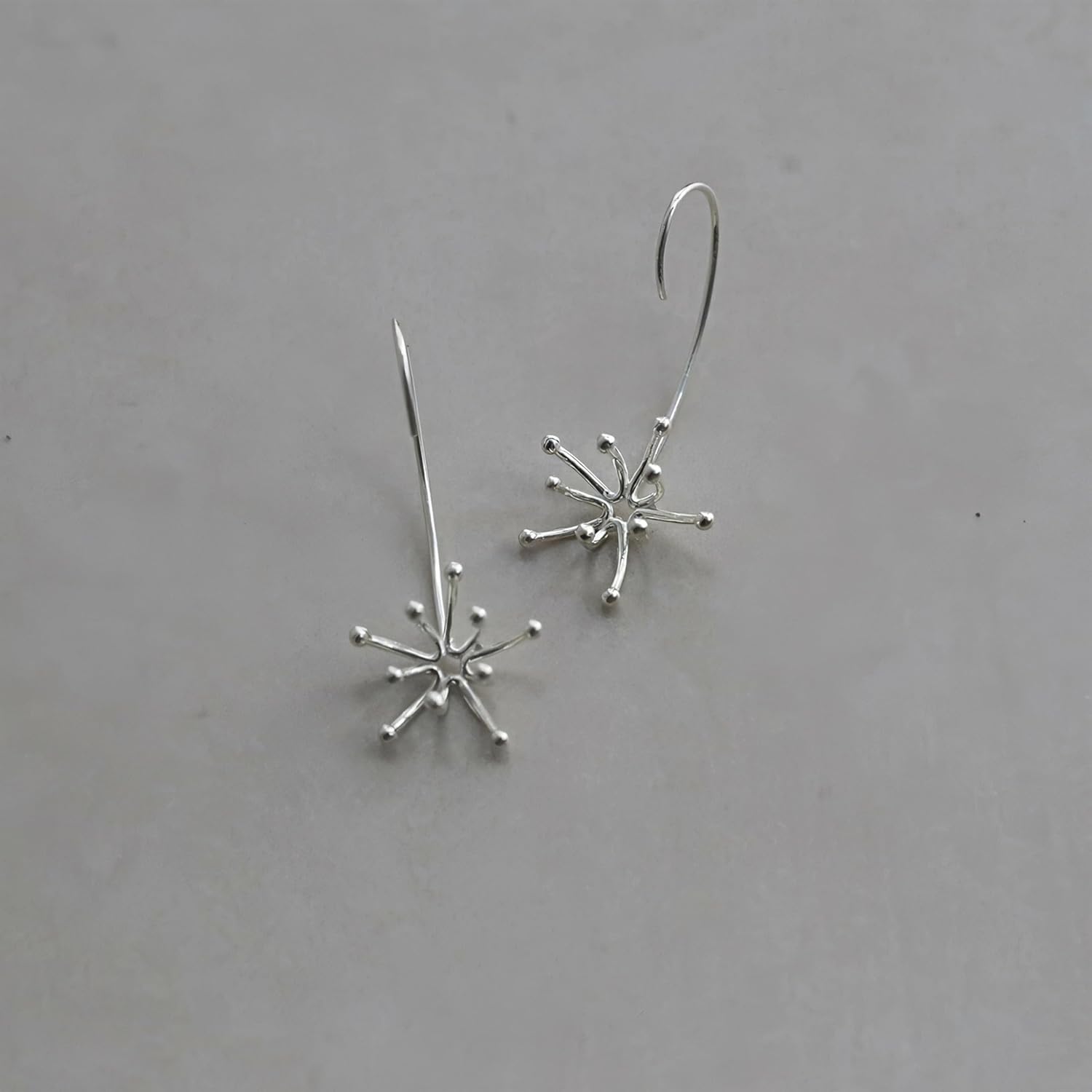 Sterling Silver Drop Earrings for Women Hypoallergenic 925 Silver Minimalism Flower Ladies Hook Dangle Ear Rings for Pierced Ears - Image 6