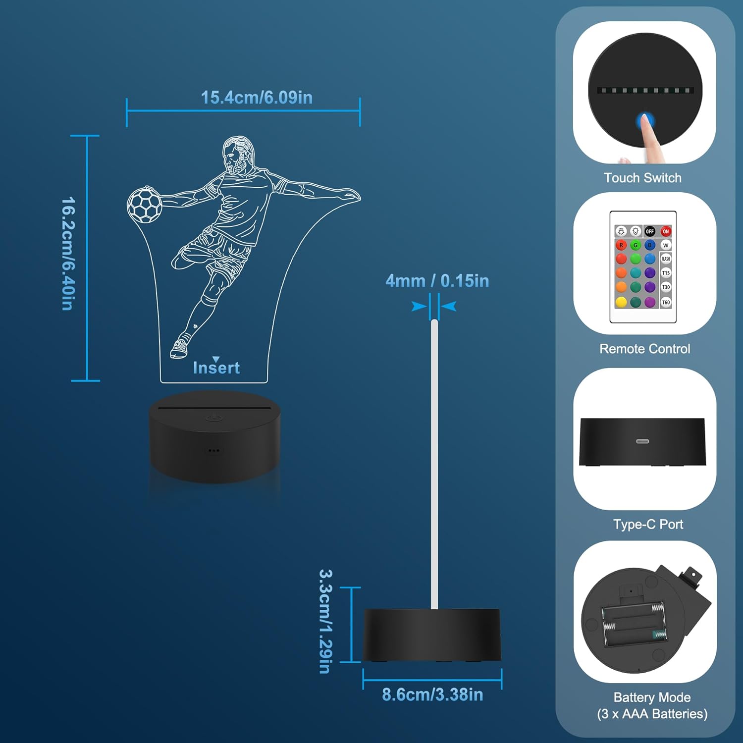 Soccer 3D Illusion Lamp, Attivolife Optical Hologram LED Night Light 16 Colors Changing with Timer Remote Control, Children Bedroom Decor Creative Xmas Birthday Gifts for Football Player Kids Men Boys