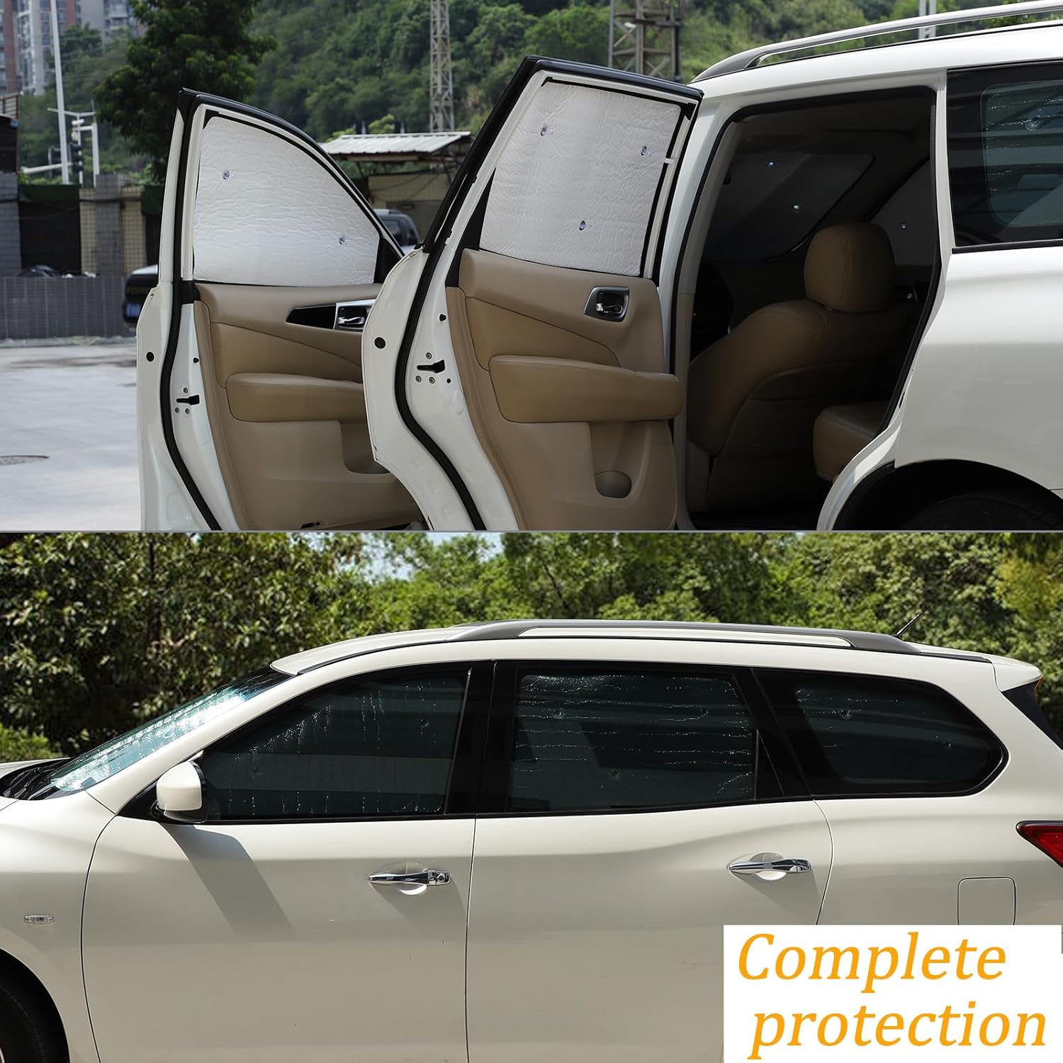 Lcojicep Full Set Windshield Sun Shade ，Sunshade Foldable Compatible with Nissan Pathfinder 2013-2018 Sun Visor Protector Blocks UV Rays ，Keep Your Car Cooler (8 Piece)