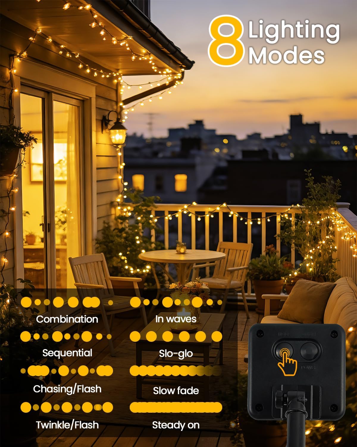 OZS 4 Pack 320LED Solar String Lights for Outside, Solar Christmas Lights Outdoor Waterproof with 8 Lighting Modes, Green Wire Solar Powered Tree Light for Garden, Party, Xmas Decorations (Warm White)