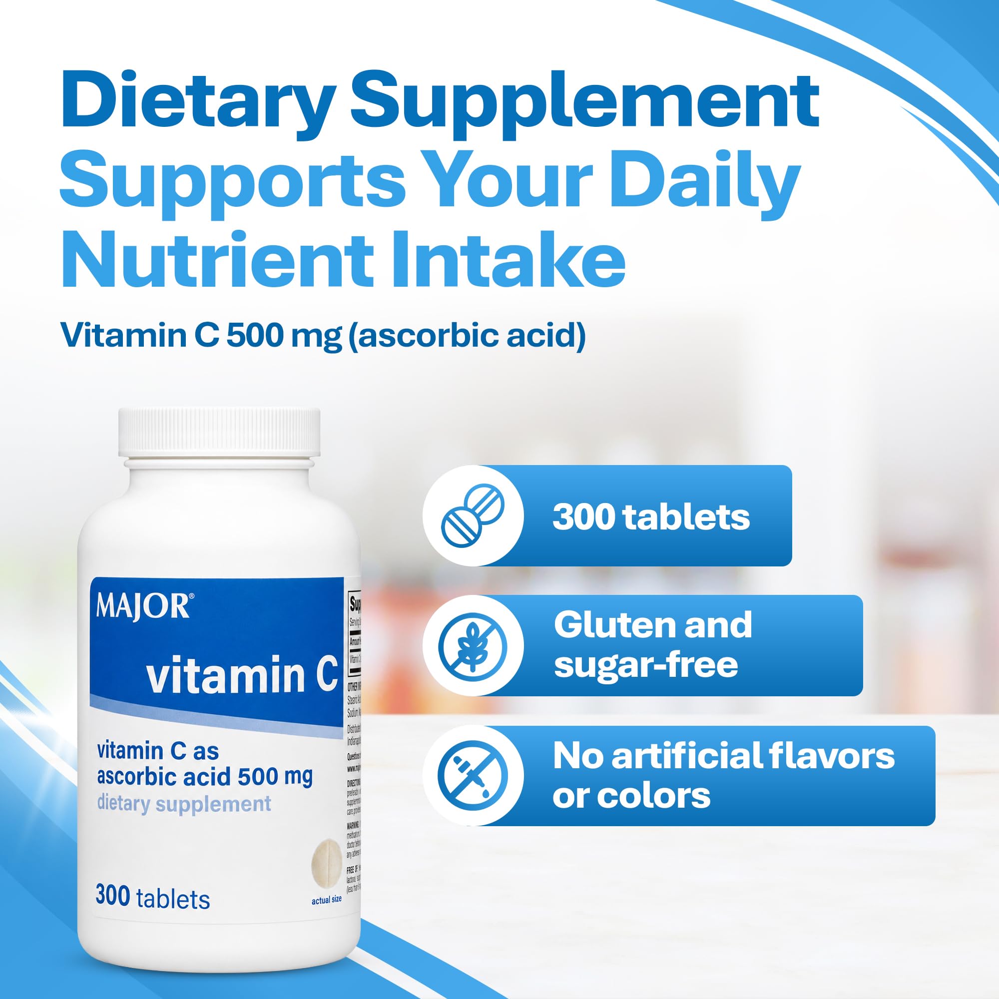 MAJOR Vitamin C as Ascorbic Acid 500 mg, 300 Count (1-Pack) — Amazon image 4