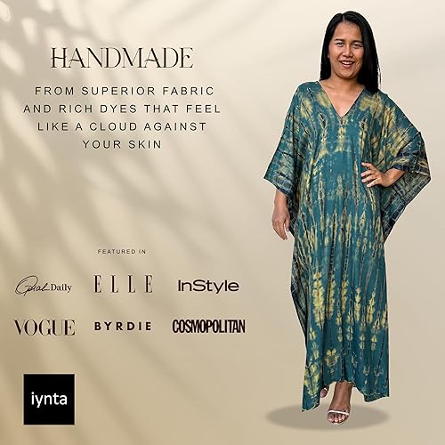 Miniatura 2 de Vestidos caftán hechos a mano en talla grande para mujer, vestido de gran tamaño teñido anudado, salida de baño para vacaciones y salidas nocturnas