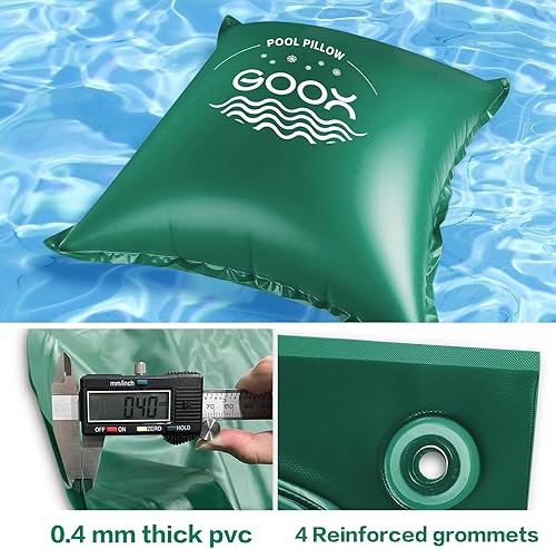 Miniatura 3 de GOOX Almohadas de piscina de 8 x 8 pies para piscinas sobre el suelo, almohada de aire de piscina de invierno para fundas de apoyo, ecualizador de
