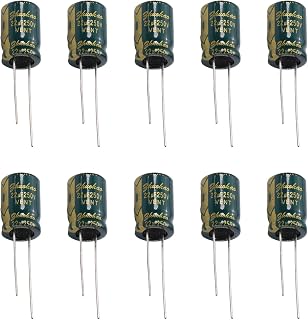 Fielect 10Pcs Aluminum Radial Electrolytic Capacitor Low ESR Green 22uF 250V 10x16mm High Ripple Current,Low Impedance for TV, LCD Monitor, Radio, Stereo, Game