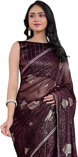 SIRIL Women's Georgette Foil Printed Saree with Unstitched Blouse Piece Price In India
