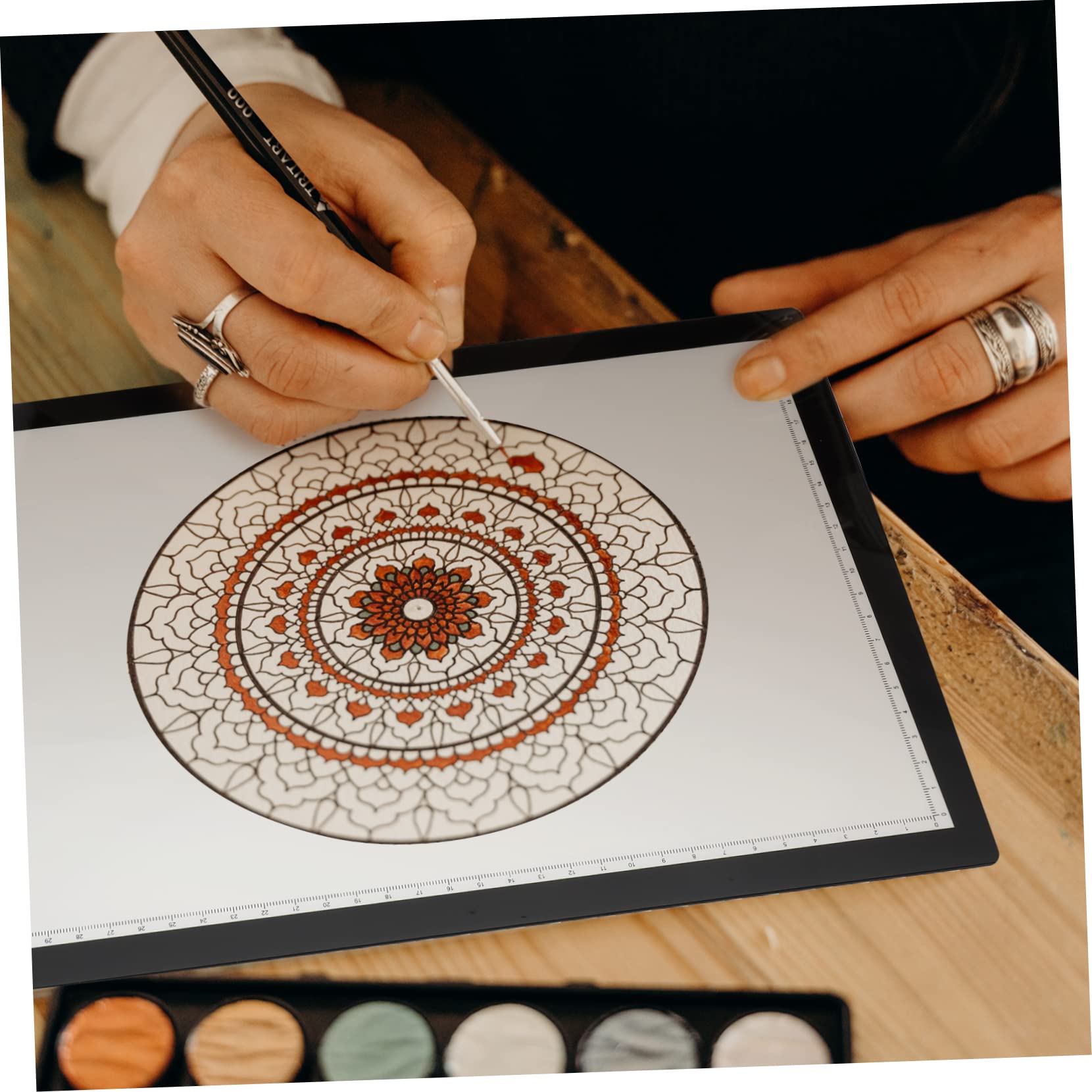 KONTONTY Tavola da Disegno A4 per Ricalco e Calligrafia, Luce Regolabile 5 Livelli, Barra di Calibrazione Doppia, Abs, per Animazione
