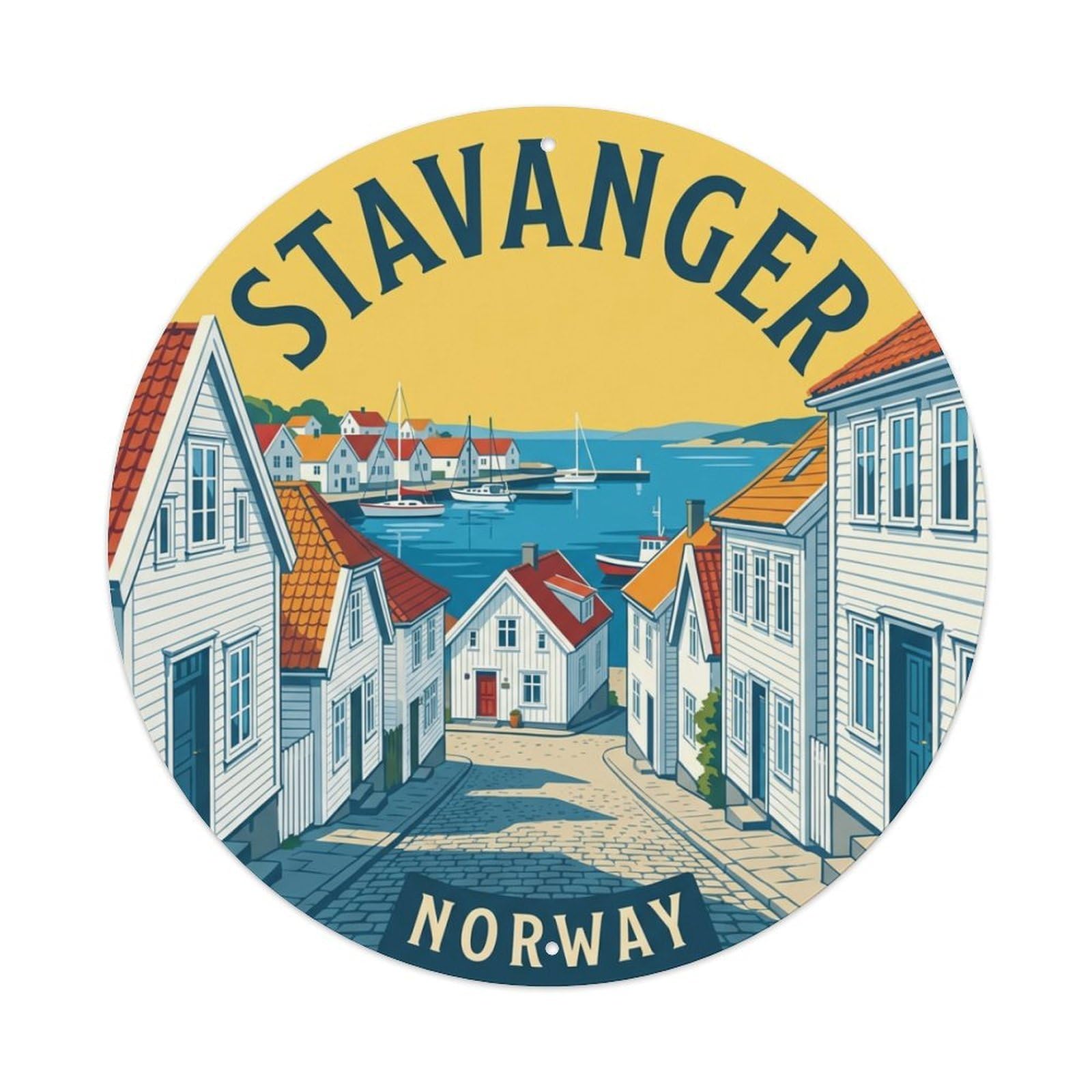 Galvaxio Style Norway Retro Travel Stavanger Metal Tin Sign