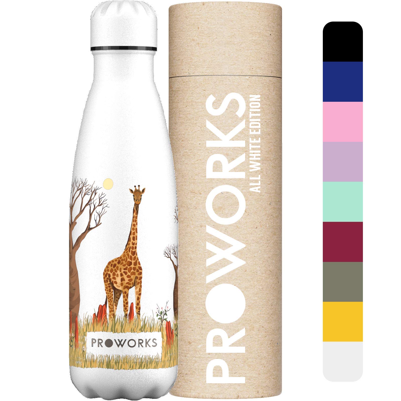 PROWORKS Insulated Water Bottle, BPA Free, Reusable Stainless Steel Water Bottle for 12 Hours Hot & Cold Hold Up to 24 Hours, for Sport, Gym, Travel - 500ml - Pink Daisy — view 32