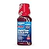 Amazon Basic Care Nighttime Cold & Flu Relief Syrup, Pain Reliever, Fever Reducer, Cough Suppressant, Antihistamine, Cherry , 8 fl oz (Pack of 1)