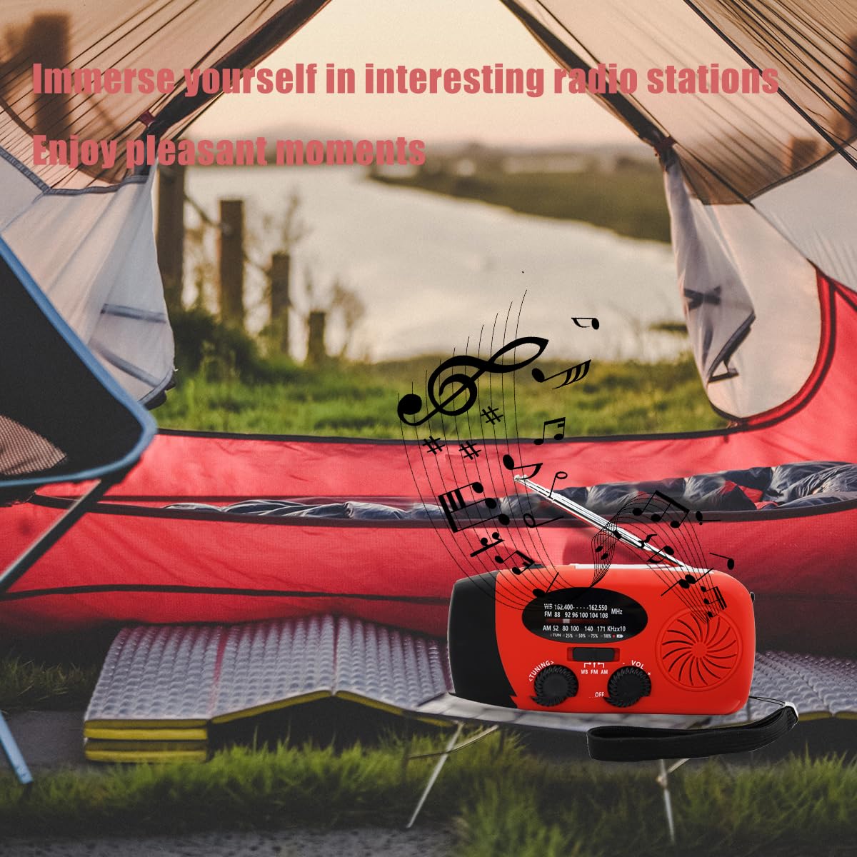 Radio d'urgence météo NOAA mise à niveau 2024 5000 mAh avec charge solaire, radio AM FM à manivelle Windup Radio SOS Alarme LED avec prise écouteurs pour la maison, le camping, la survie ouragan