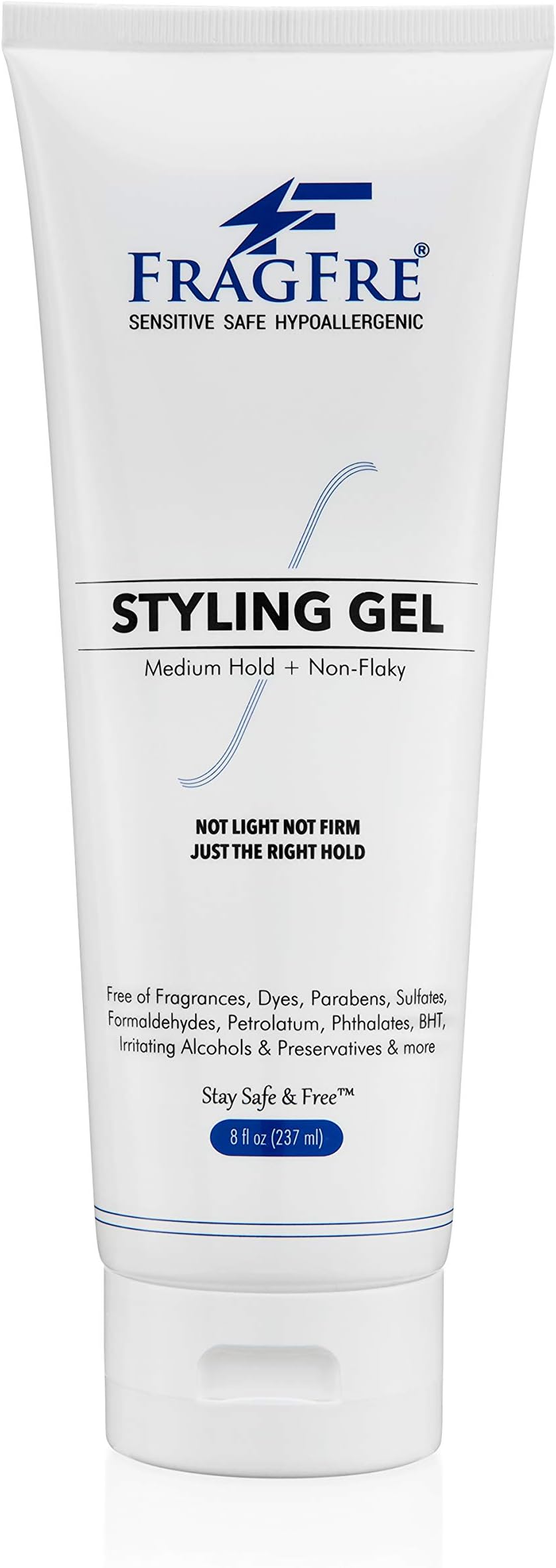 Styling Gel Fragrance Free 8 oz - Hair Styling Gel for Sensitive Skin - Hypoallergenic Sulfate Free Parabens Free - Gluten Free Vegan Cruelty Free - for Men Women and Children